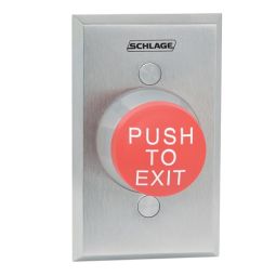 Schlage, 623RDEX Mushroom Button, Red, Push to Exit, UL294